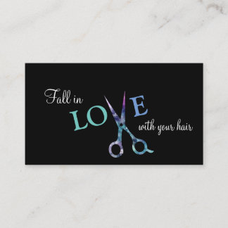 modern simple hairstylist hair stylist black blue business card