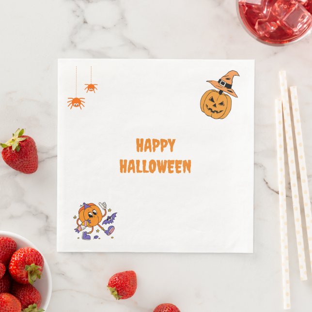 Modern Simple Halloween Pumpkin  Paper Dinner Napkins (Insitu)
