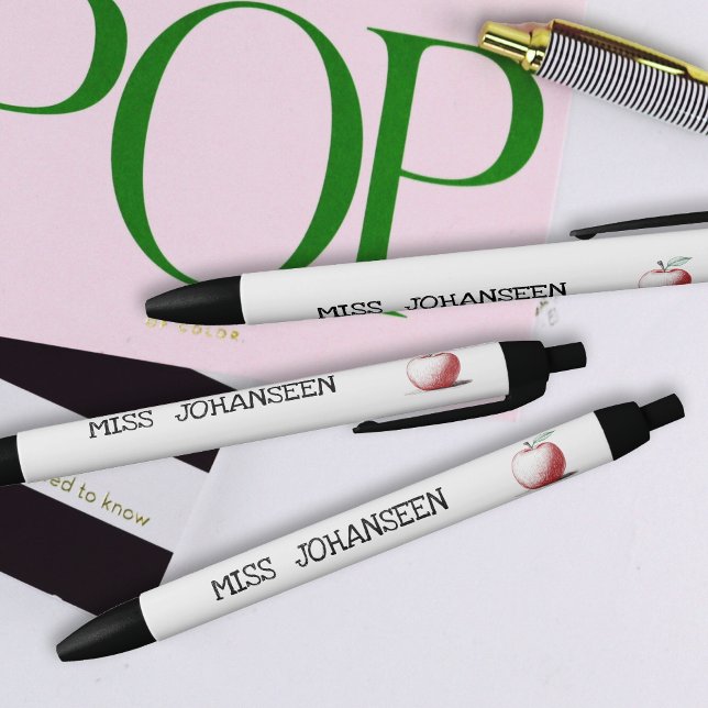 Modern Simple Hand Drawn Red Apple Cute Teacher Pen (Creator Uploaded)