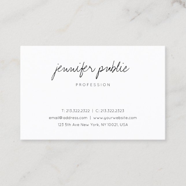 Modern Simple Handwritten Minimalist Template Cool Business Card (Front)