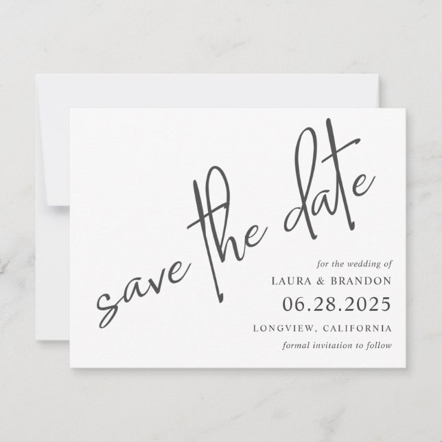 Modern Simple Handwritten Script Save the Date (Front)