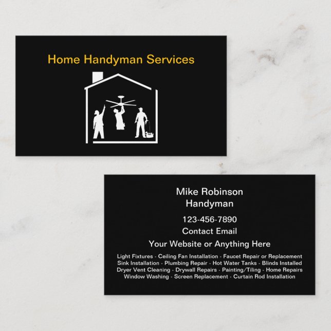 Modern Simple Handyman Business Cards (Front/Back)