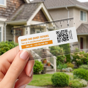 Modern Simple Handyman Repair With Build In Ruler Clear Business Cards