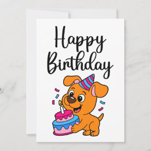 Modern Simple Happy Birthday Cute Dog Note Card