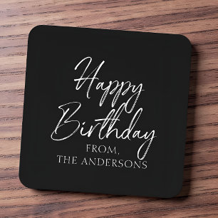 Modern Simple Happy Birthday From Us Family Square Sticker