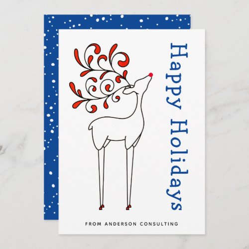 Modern Simple Happy Holidays Business Blue Holiday Card