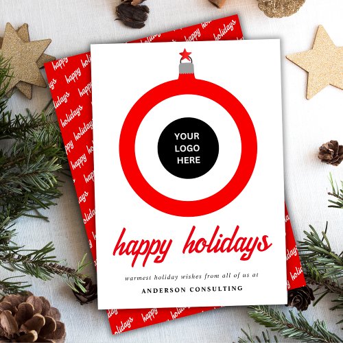 Modern Simple Happy Holidays Business Holiday Card