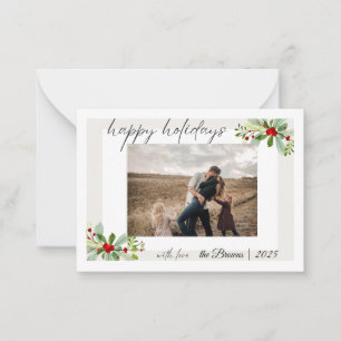 Modern Simple Happy Holidays Family Photo Card
