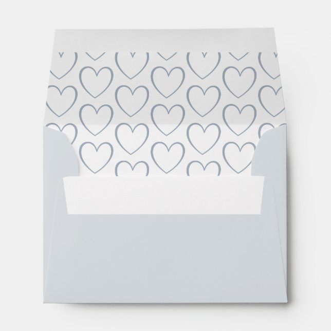  Modern Simple Heart Pattern Wedding RSVP Envelope (Back (Bottom))