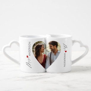 Modern simple heart photo His and Hers Coffee Mug Set