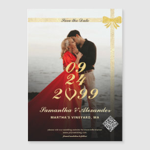 Modern Simple Heart Photo Wedding Save the Date Magnetic Invitation