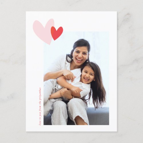 Modern Simple Hearts Photo Valentines Day Holiday Postcard