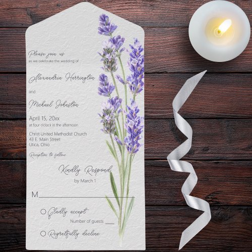 Modern Simple Heather Sprigs All In One Invitation