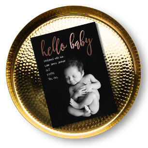 Modern Simple Hello Baby Birth Announcement