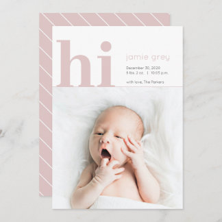 Modern Simple Hello Baby Girl Birth Announcement