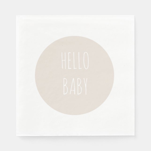 Modern Simple "Hello Baby" Neutral Circle Napkins (Front)
