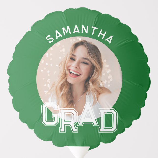 Modern Simple High School Grad Photo Graduation Balloon (Front)
