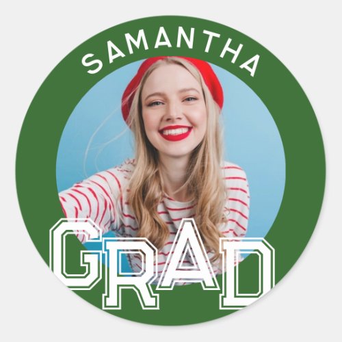 Modern Simple High School Grad Photo Graduation Classic Round Sticker