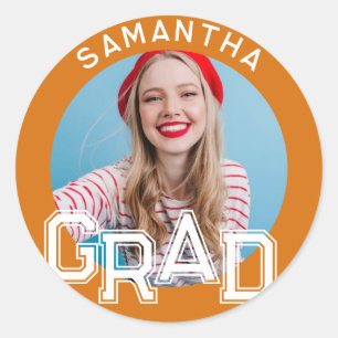 Modern Simple High School Grad Photo Graduation Classic Round Sticker