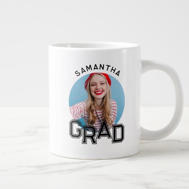 Modern Simple High School Grad Photo Graduation Giant Coffee Mug (Right)