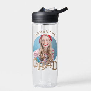 Modern Simple High School Grad Photo Graduation Water Bottle