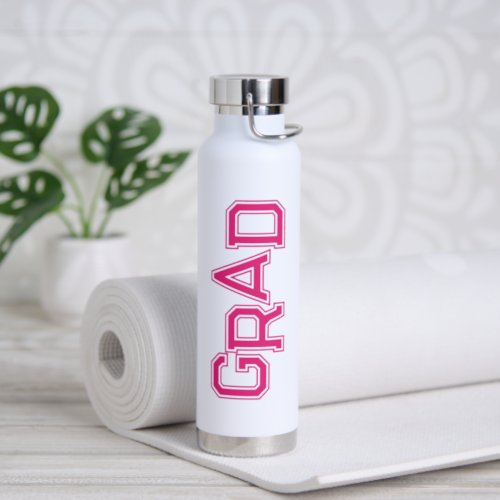 Modern Simple High School Grad Pink Graduation Water Bottle