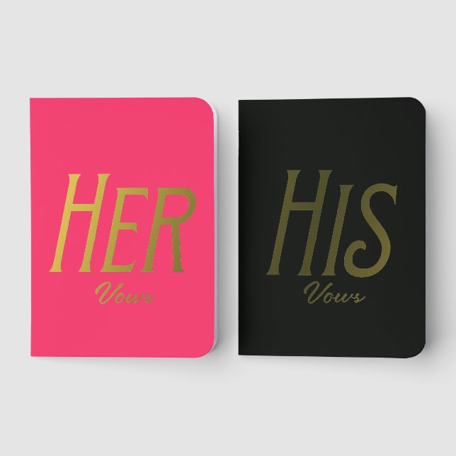 Modern Simple His Hers Wedding Vows Foil Vow Books (Front)