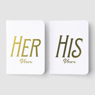 Modern Simple His Hers Wedding Vows Foil Vow Books