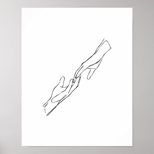  Modern Simple Holding Hand Line Art Poster