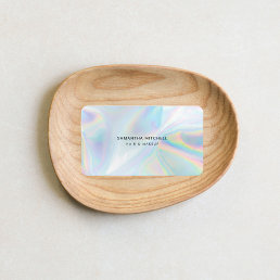 Modern Simple Holographic Beautician Makeup Artist Business Card