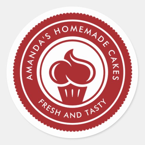 Modern Simple Homemade Cakes Bakery Classic Round Sticker