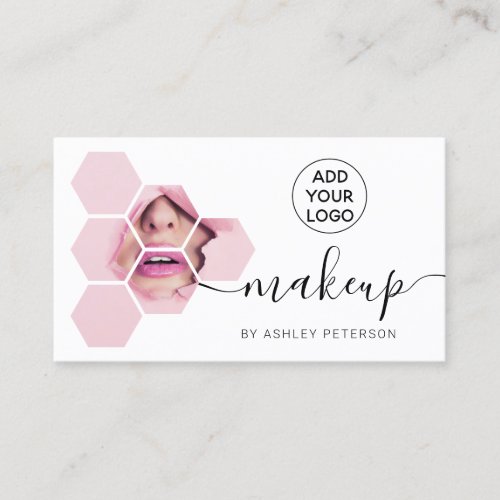 Modern simple honeycomb photo script makeup business card