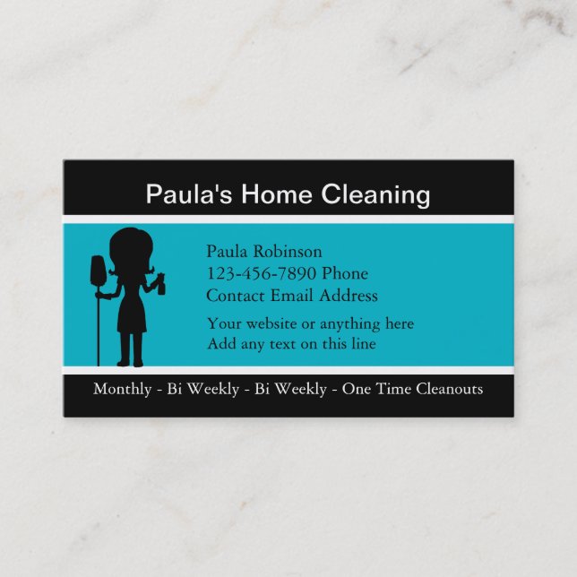 Modern Simple House Cleaning Maid Business Card (Front)