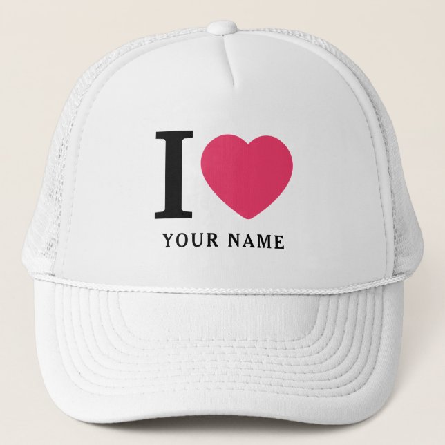 Modern Simple I Heart Name Bachelorette Party Trucker Hat (Front)