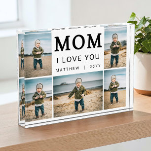 Modern Simple I Love You Mom Collage 5 Photo Block