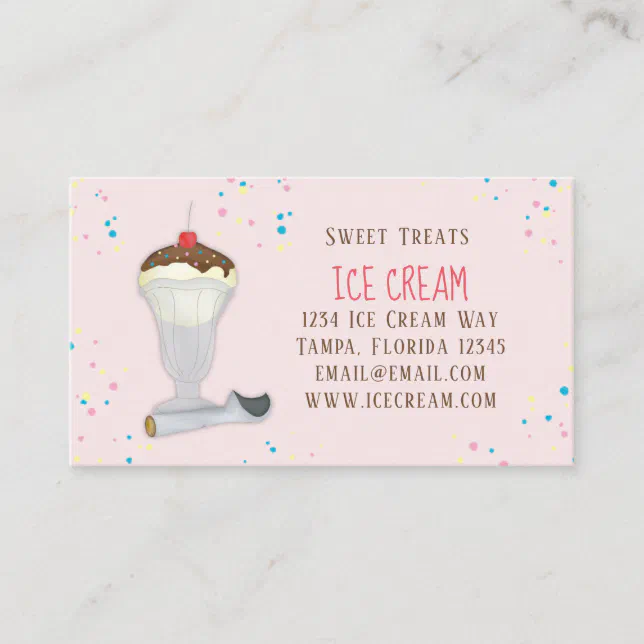 Modern Simple Ice Cream Shop Minimalist Business Card | Zazzle