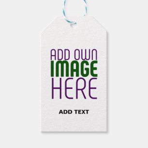 MODERN SIMPLE IMAGE TEXT TEMPLATE WHITE BLUE TWINE GIFT TAGS
