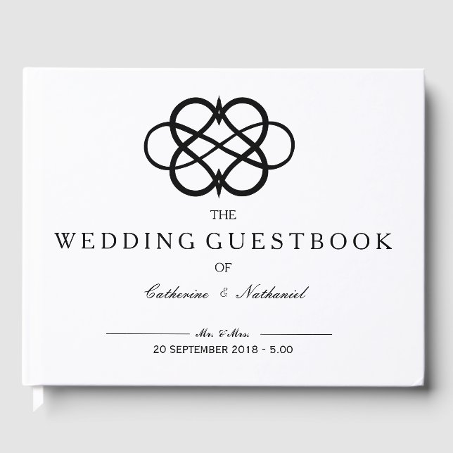 Modern Simple Infinity Heart Wedding Guest Book (Front)