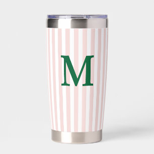 Modern Simple Initial Custom Striped Bridesmaid Insulated Tumbler