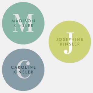 Modern Simple Initial Green Blue Waterproof Name L Labels