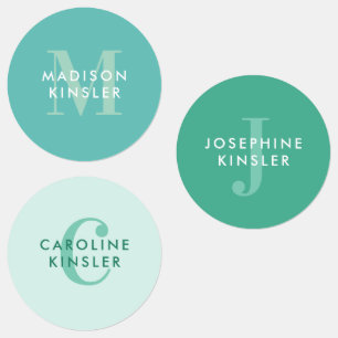Modern Simple Initial Turquoise Waterproof Name Labels