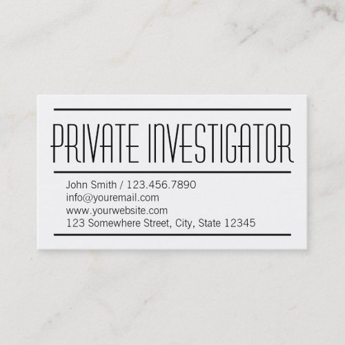 Modern Simple Investigator Business Card