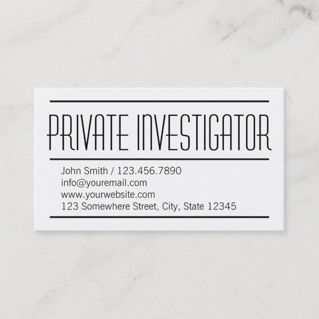 Modern Simple Investigator Business Card (Front)
