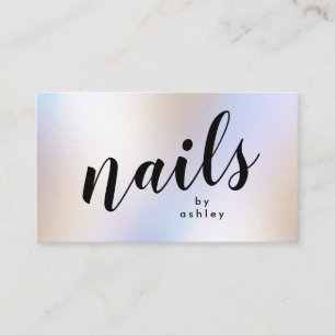 Modern Simple Iridescent Holographic Shimmer Nails Business Card