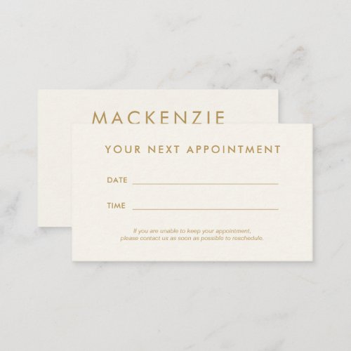 Modern Simple Ivory Salon Appointment Card