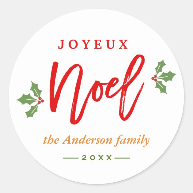 Modern Simple Joyeux Noel Merry Christmas Favor Classic Round Sticker