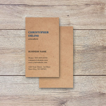 Modern Simple Kraft Cardboard Blue Consultant Business Card by pro_business_card at Zazzle