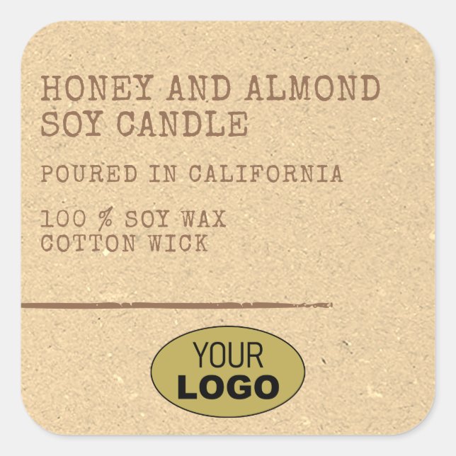 Modern Simple Kraft Paper Beige Logo Template Square Sticker (Front)