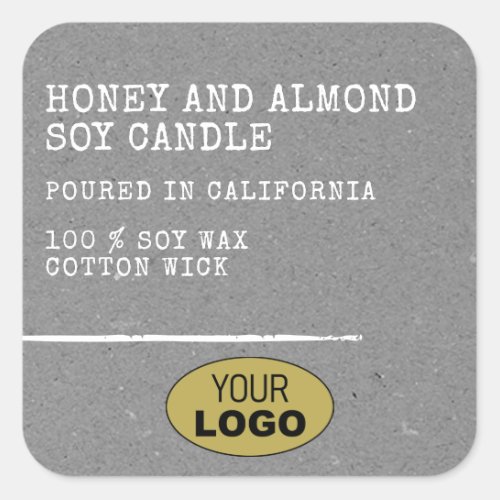 Modern Simple Kraft Paper Gray Grey Logo Template Square Sticker