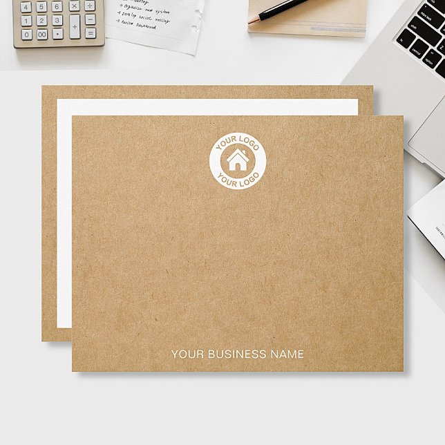 Modern Simple Kraft Style Custom Logo Personalized Note Card (Creator Uploaded)